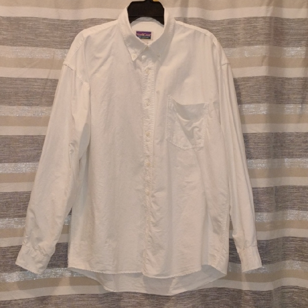 Northcrest White Casual Button Down Shirt
